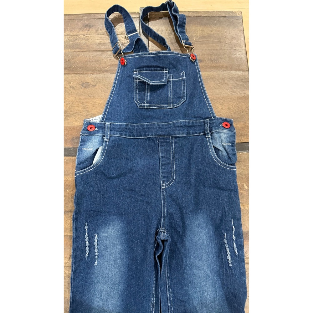 Kidscool Space Kids Denim Overalls Distressed Blue Jeans Dungarees Size 135